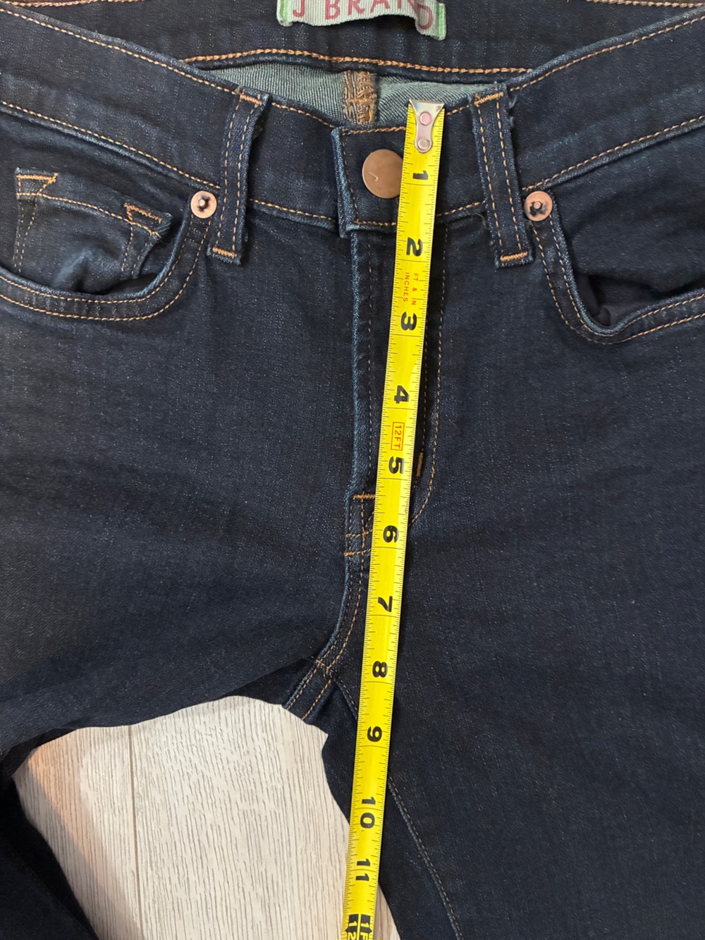 J Brand Janet Dark Indigo Flare Jeans Size 26 Raw Hem Bootcut Stretch Denim - Picture 9 of 13